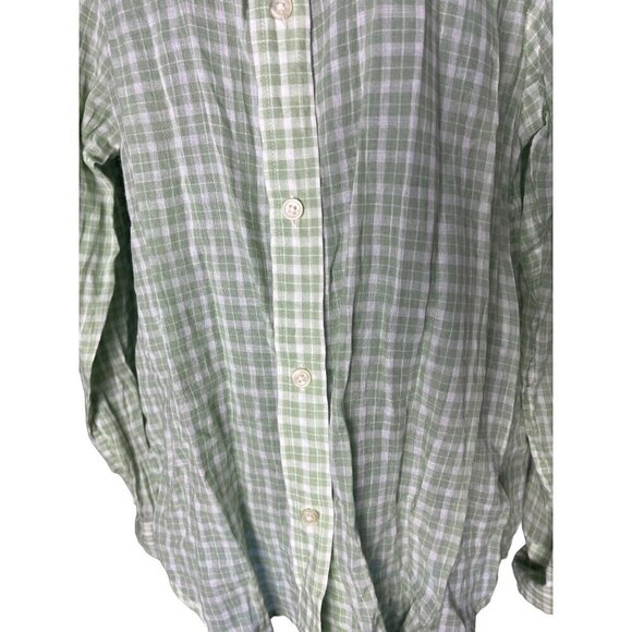 Lauren Ralph Lauren Women's S Long Sleeve Button Up Cotton Shirt Green Check‎ - Picture 2 of 5
